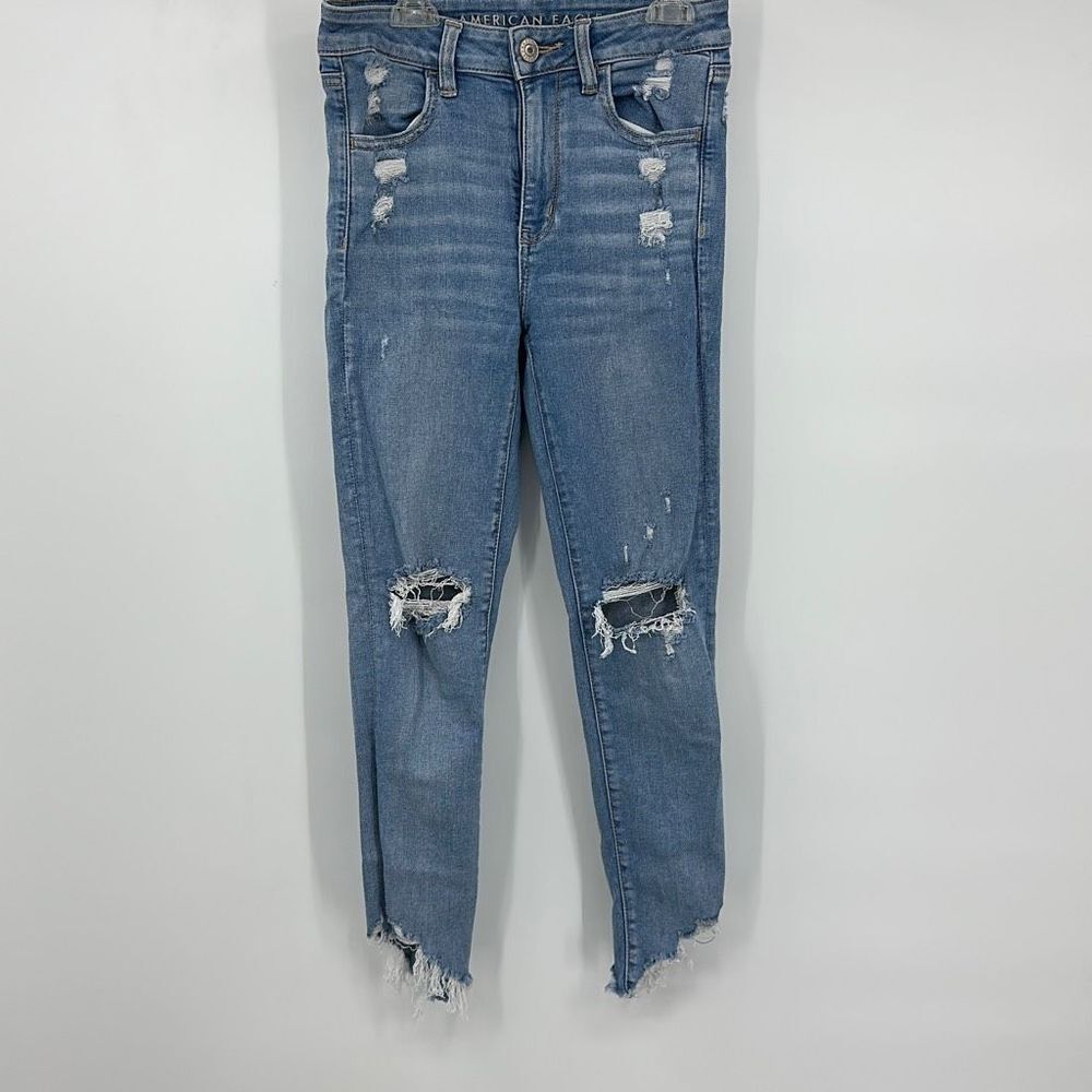 American Eagle Hi-Rise Jegging Crop Distressed Sz‎ 6 Reg